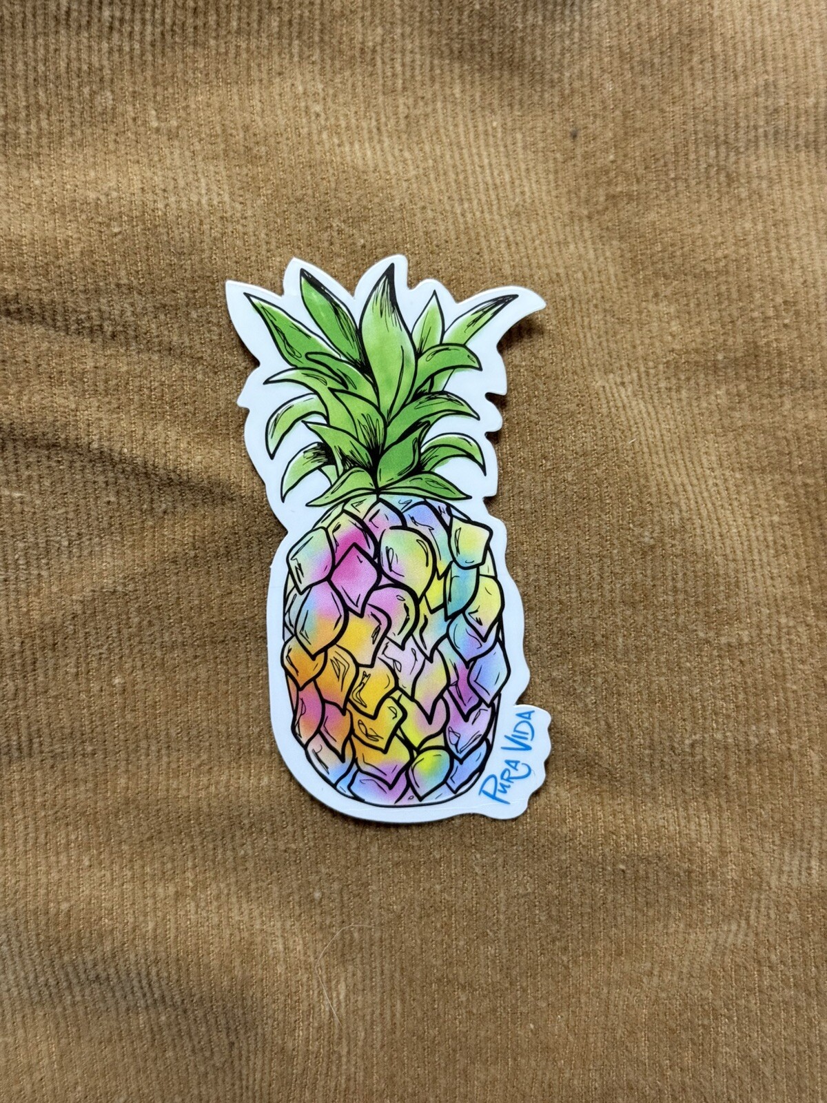 Pura Vida rainbow pineapple sticker