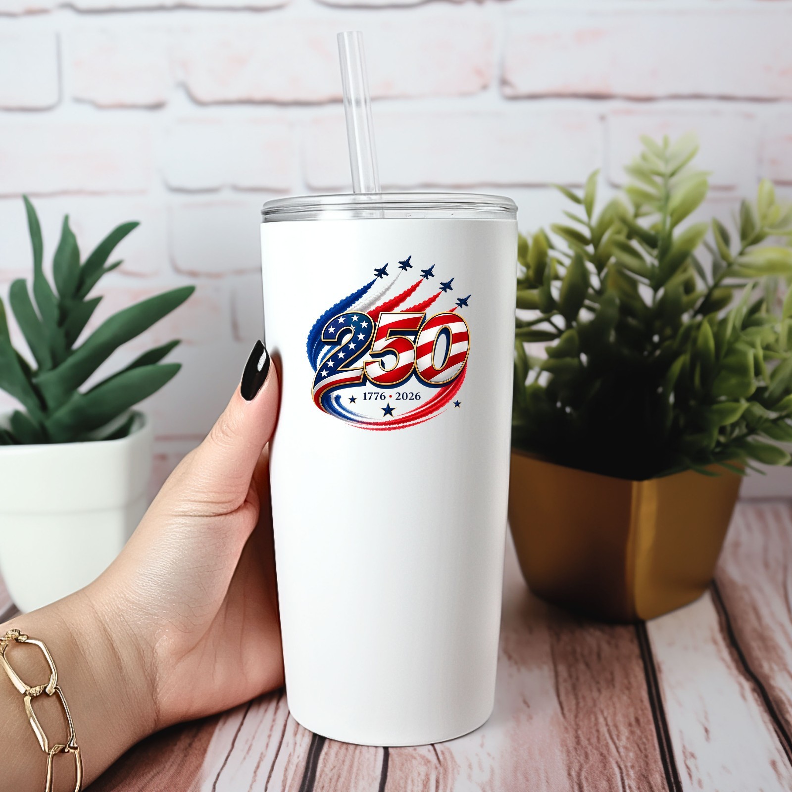 4th of July 250 Year Anniversary Planes Flying UV DTF Transparent Sticker /Decal
