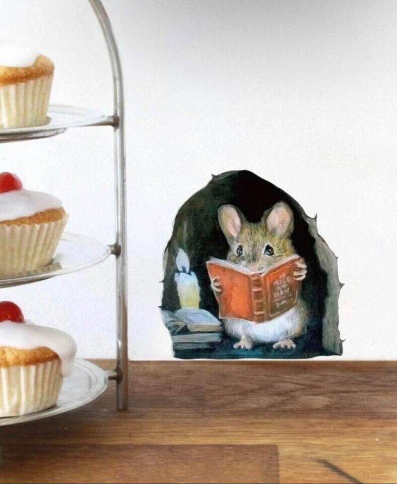 3D Mouse Hole Realistic Wall Sticker Mouse in a Hole Wall Decal Fun Art