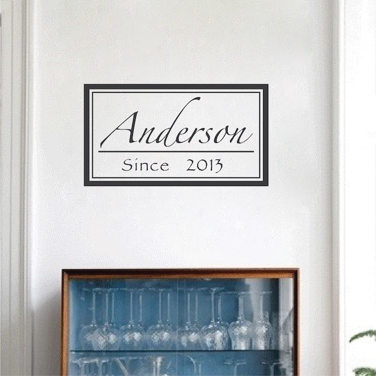 Custom Family Name Year Wall Decal Personal Wallpaper Fancy Removable Vinyl, b42