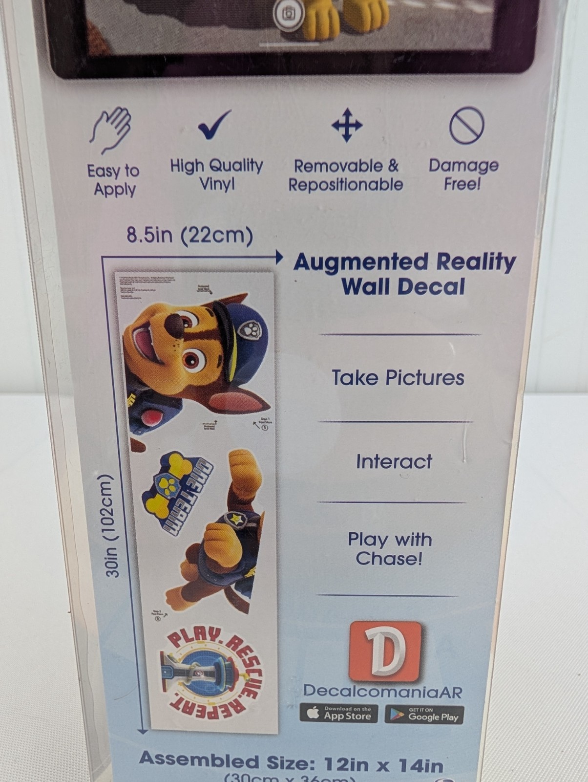 Decalcomania Paw Patrol Chase Wall Decal Augmented Reality Easy to Apply New
