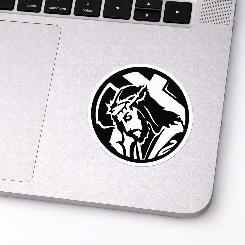 Christian Cross Vinyl Sticker Decal Religious Jesus Thorns Crown 02