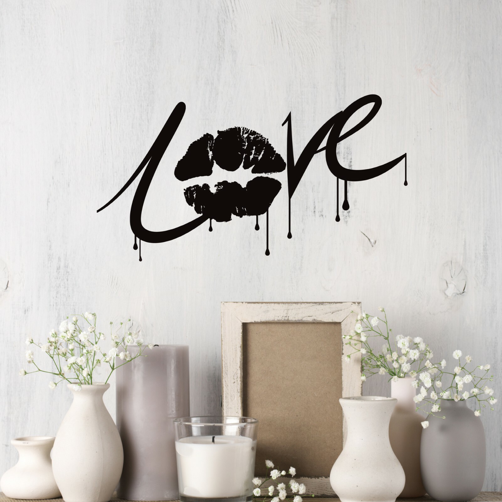 Wall Decal Love Lips Hot Romantic Quote Interior Vinyl Decor Black gz536