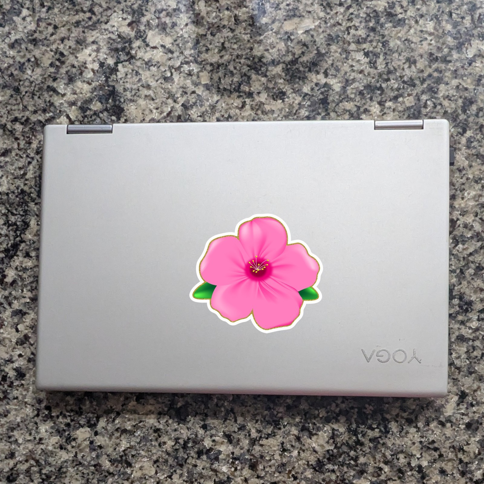 Pink Hibiscus Flower Vinyl Sticker Waterproof Laptop Car Decal Floral Botanical
