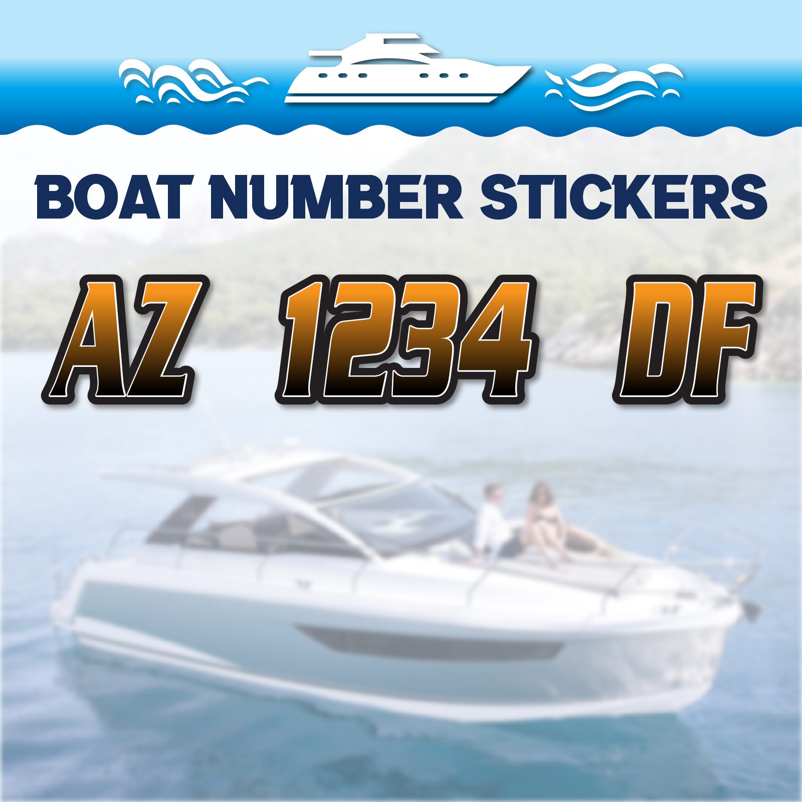 3 inch 2x Watercraft Number Custom Boat Registration Stickers3 inch Gradient