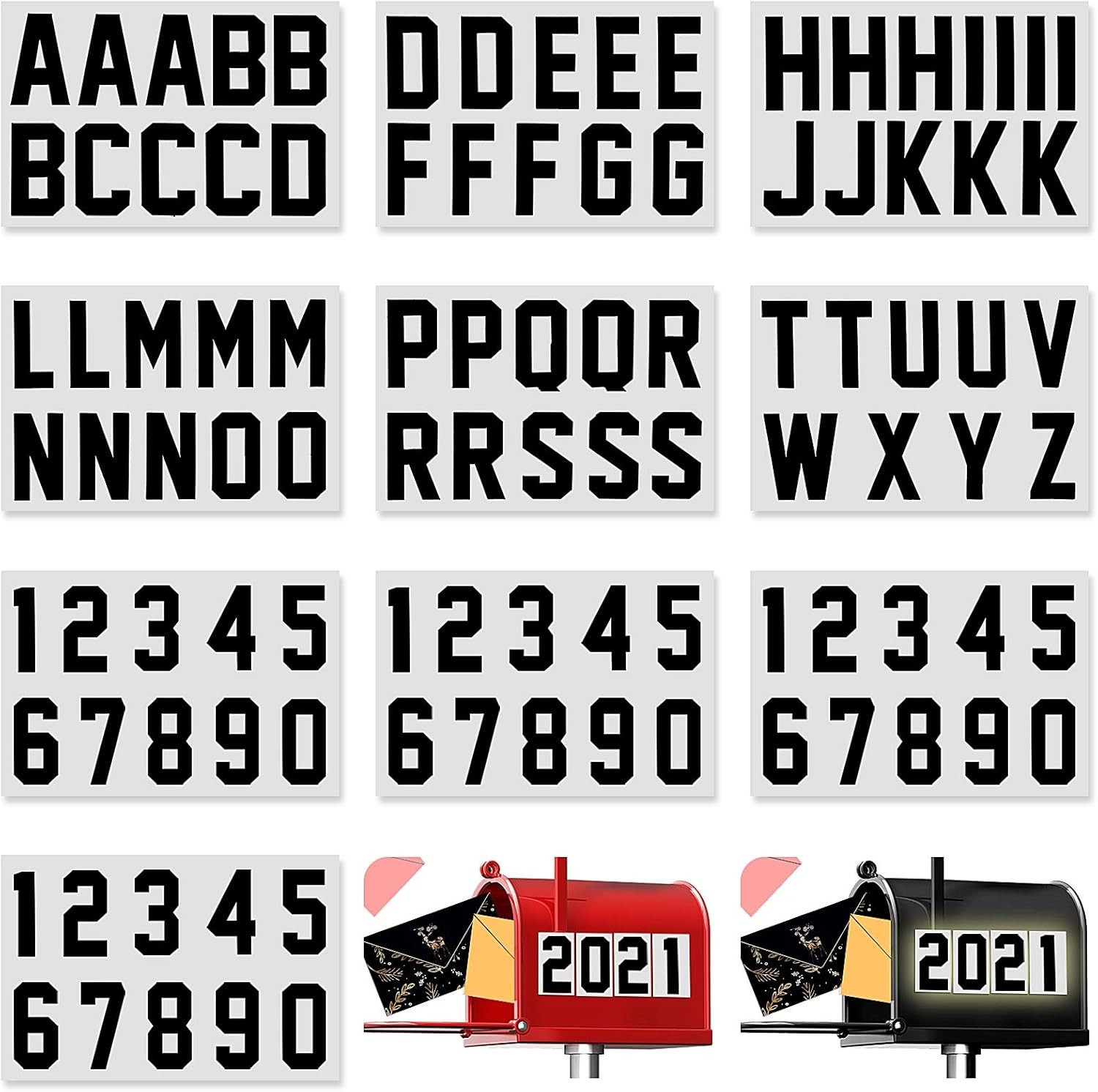 100 Piece Reflective Mailbox Number Stickers, Self Adhesive Reflective Capital L