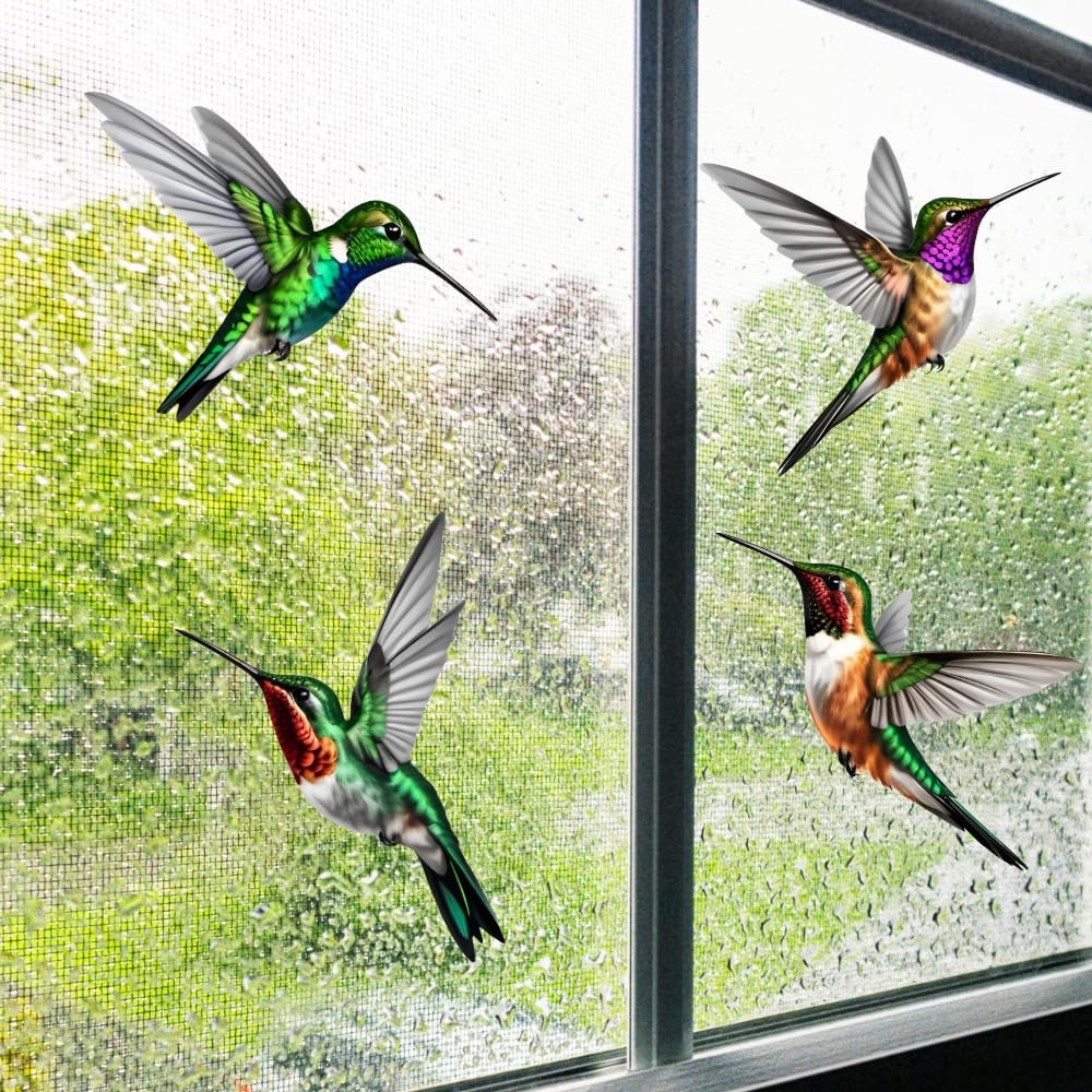 4-Pack Hummingbird Sticker Bird Decal Size 5.9" (French)