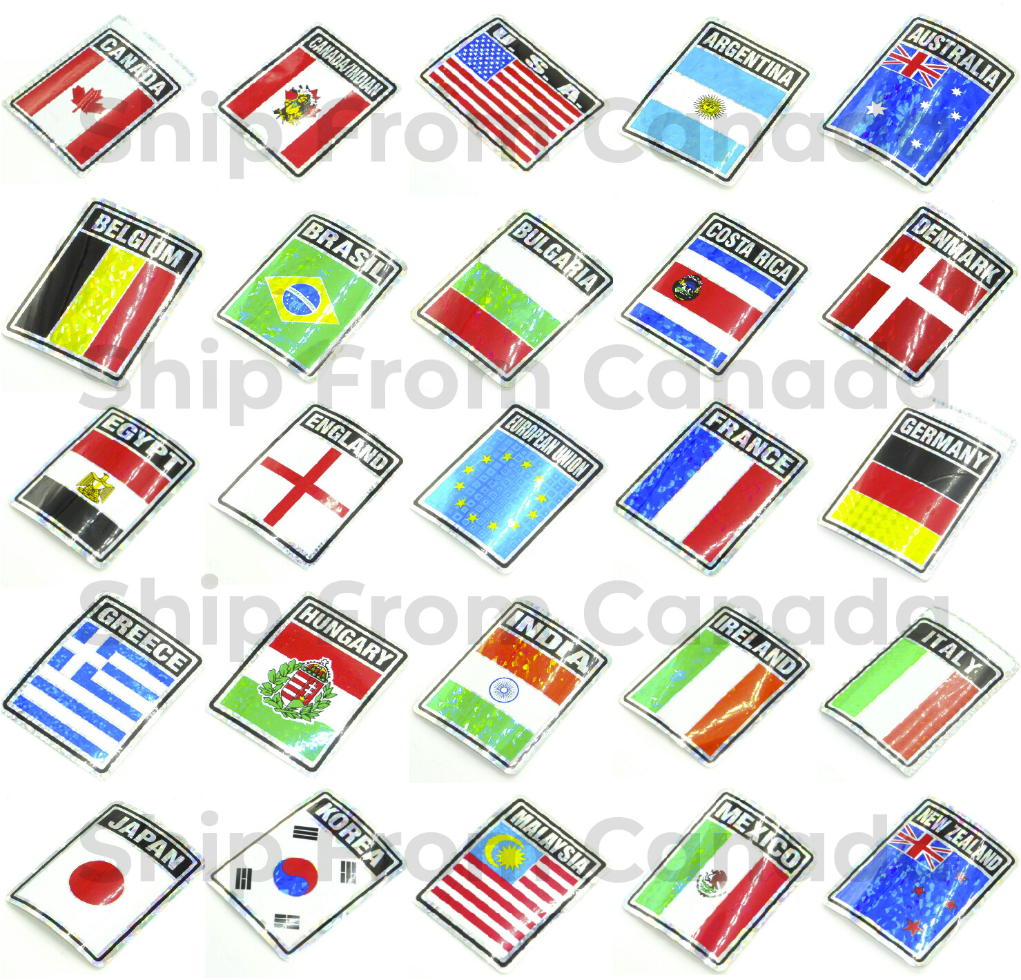 High Quality Country Flag Stickers 3"X4" Decal – Metallic Prismic Bumper Sticker