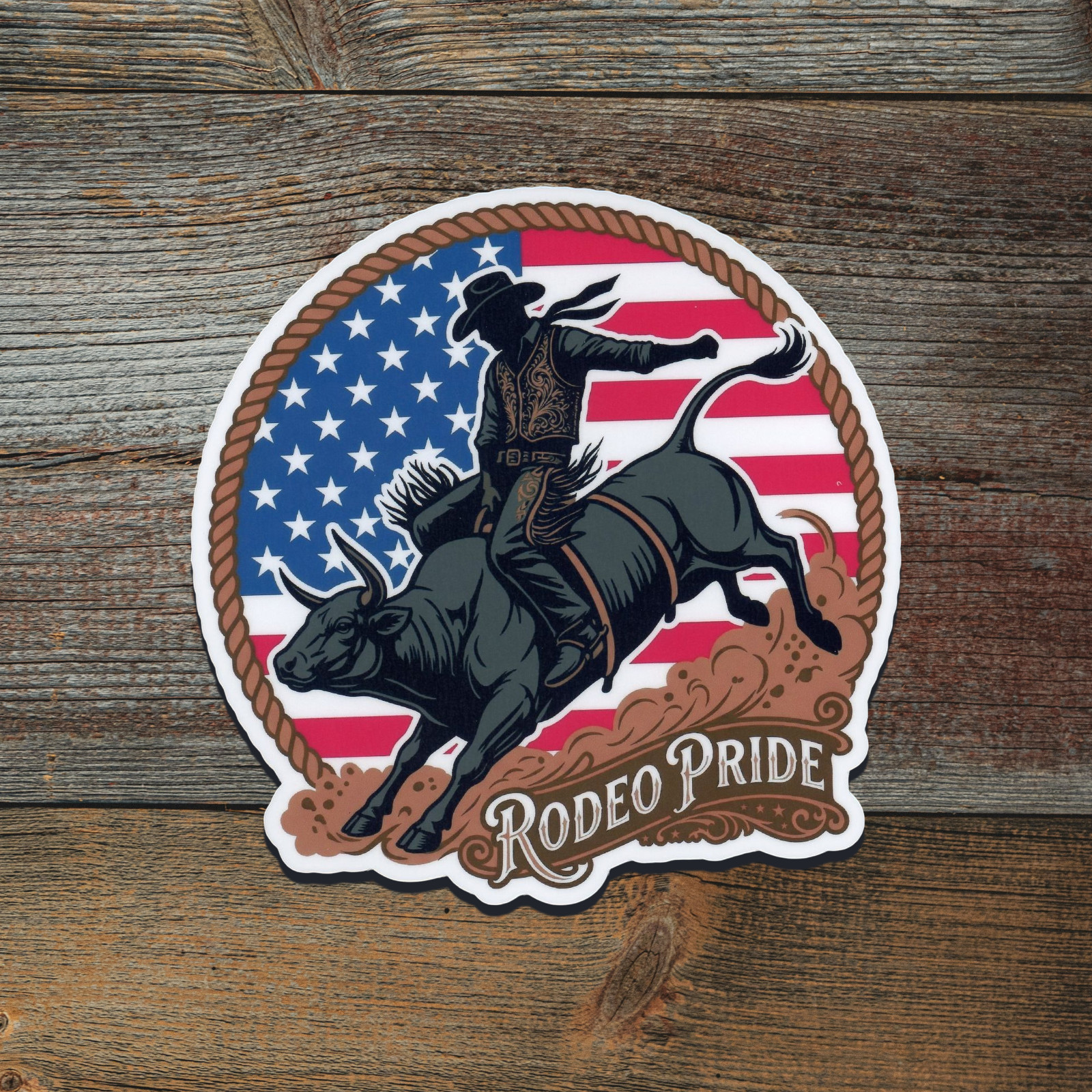 Rodeo Pride Bullrider Lasso Border Western Bullriding Sticker