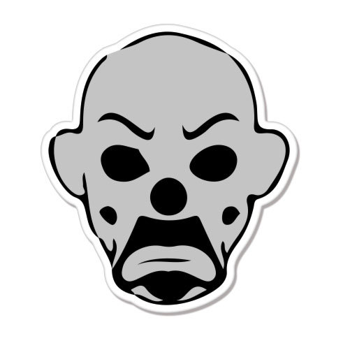 Clown Gray Evil Sad car bumper sticker decal 5" x 4"