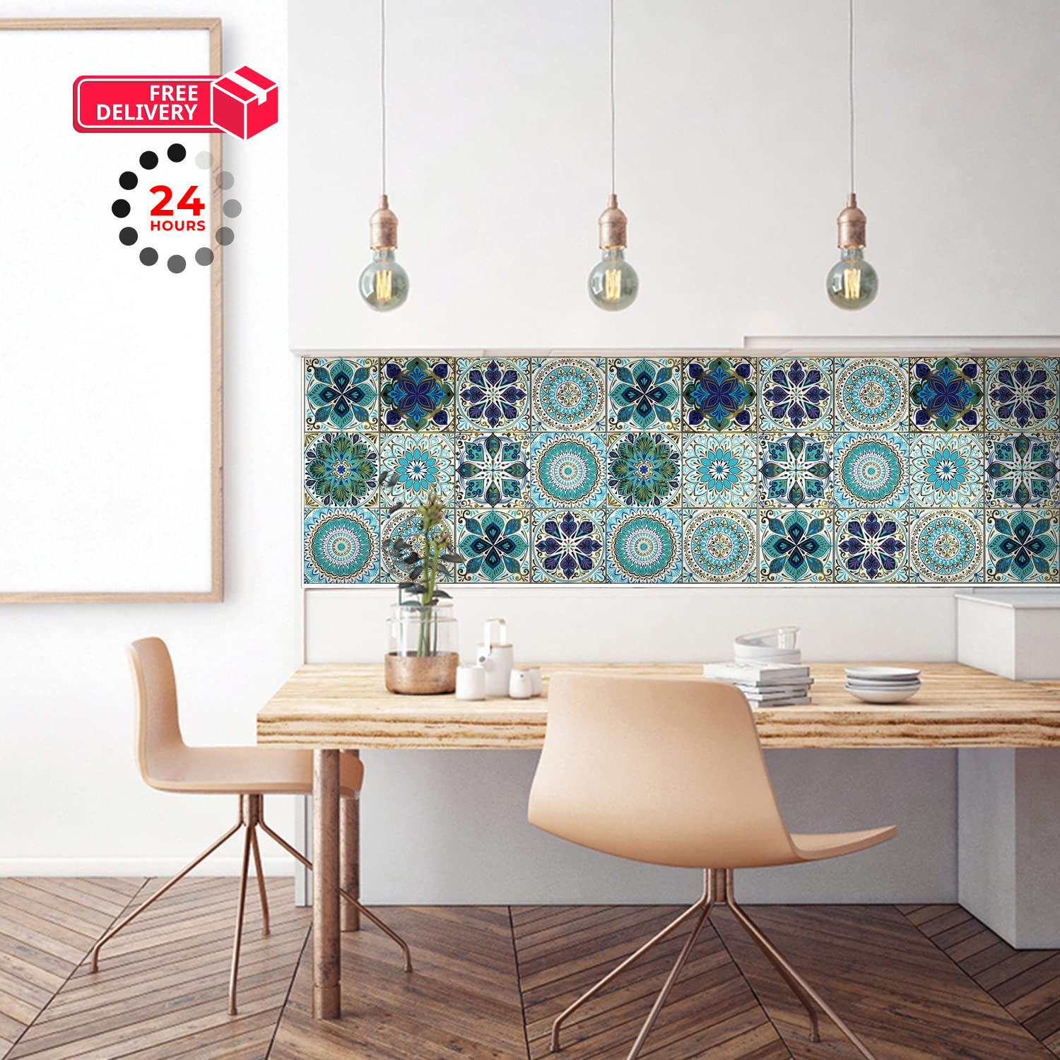 24Pcs Peel and Stick Tile Stickers, 4×4 Bathroom & Kitchen Backsplash Ts-104