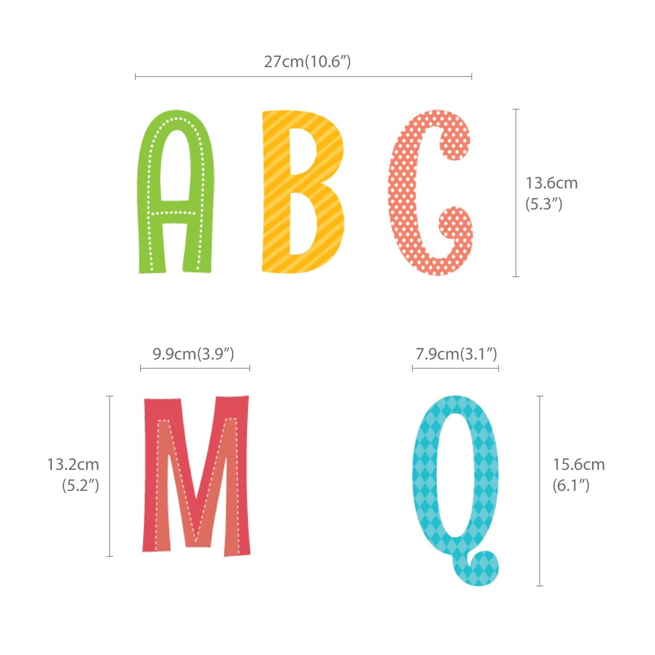 DS8-1701A Uppercase Alphabet ABC Letter Wall Stickers Wall Decals Peel and St…