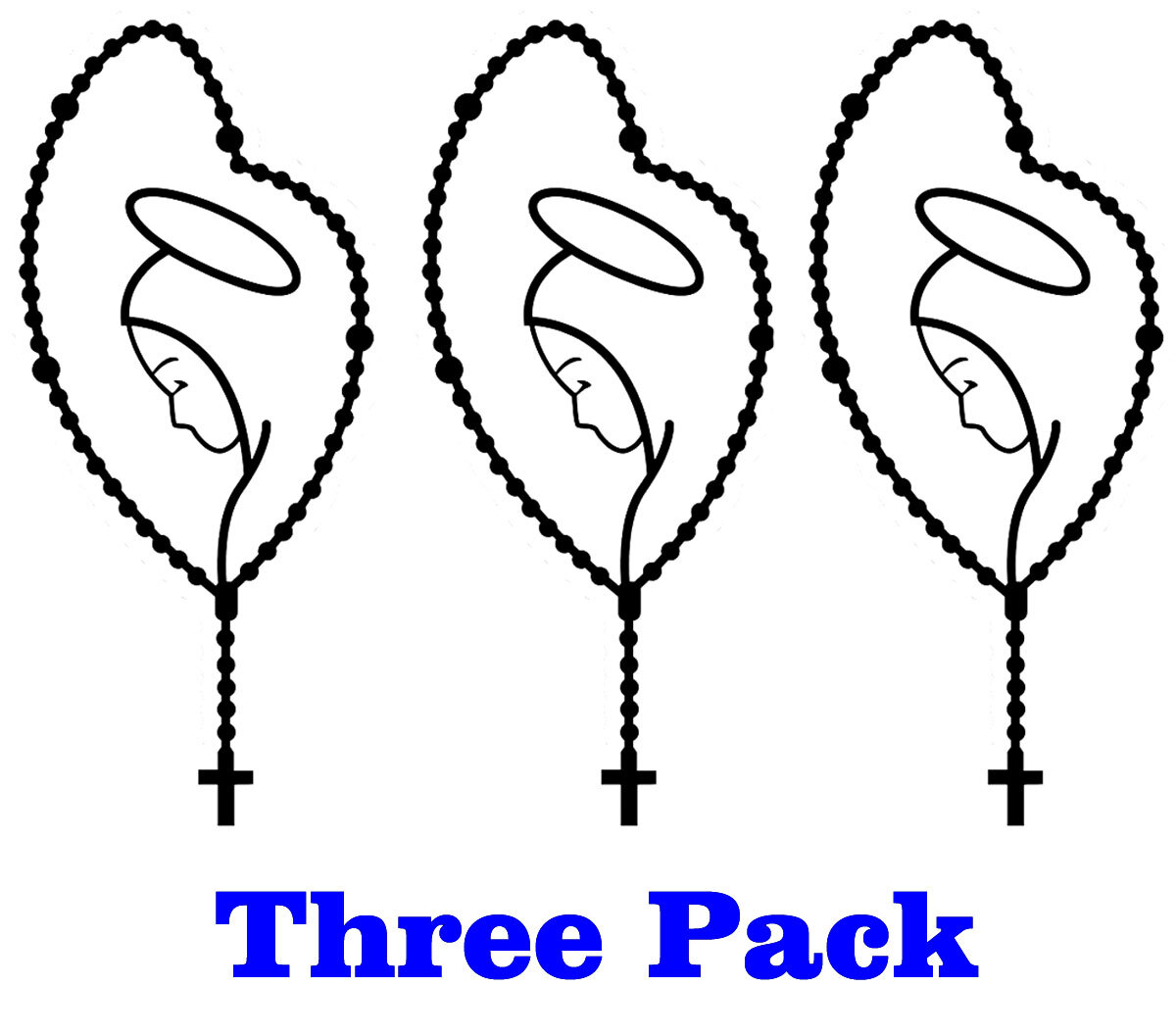 3 Pack 7" – Virgin Mary in Rosary Vinyl Decal Car Window Tumbler Laptop Tablet