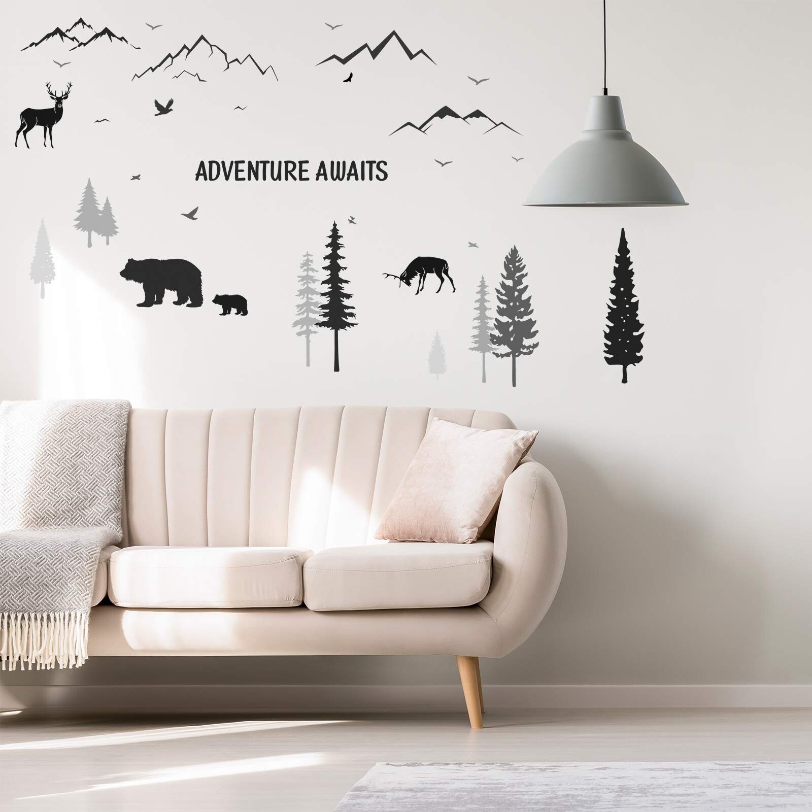 Tenare 3 Sheets Nursery Wall Decals Dreamy Forest with Pine Tree Animal Deer …
