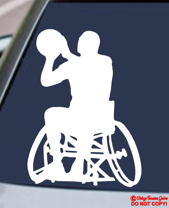 WHEELCHAIR BASKETBALL PLAYER VINYL DECAL STICKER WINDOW BUMPER HANDICAP SPORTS
