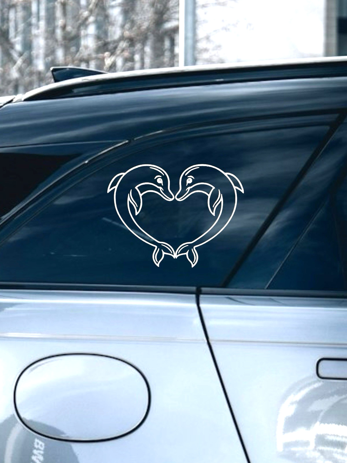 Dolphin love heart Decal for car Windows Laptops most Smooth Surfaces