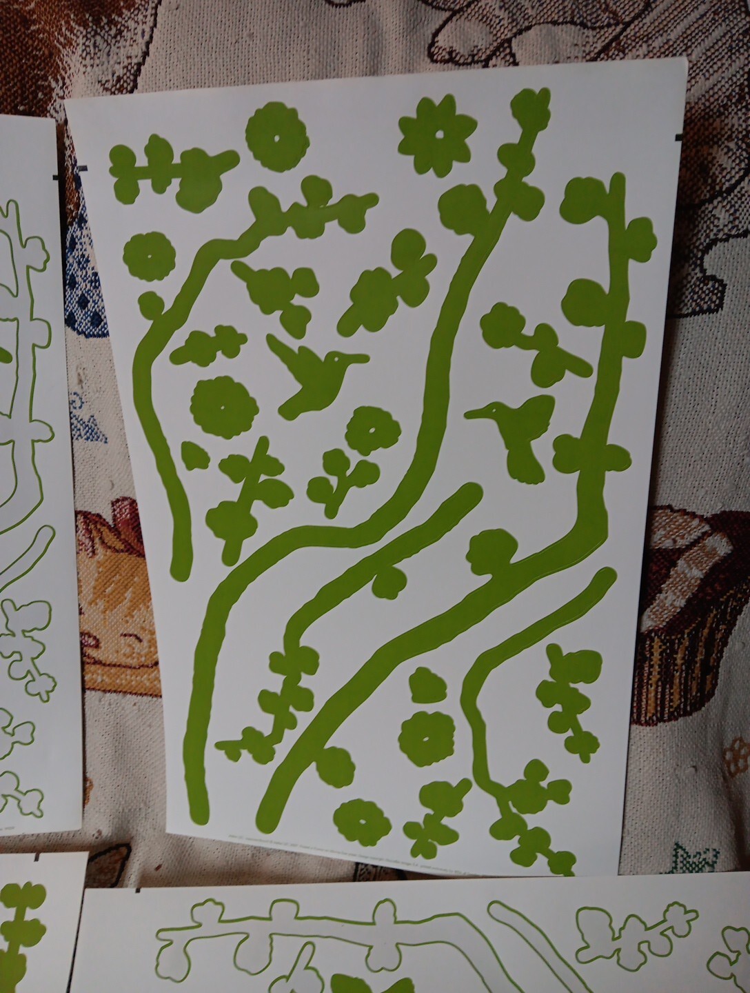 IKEA SLATTHULT Wall Decals Japanese Branches Birds Green Stickers 2007 Rare Art
