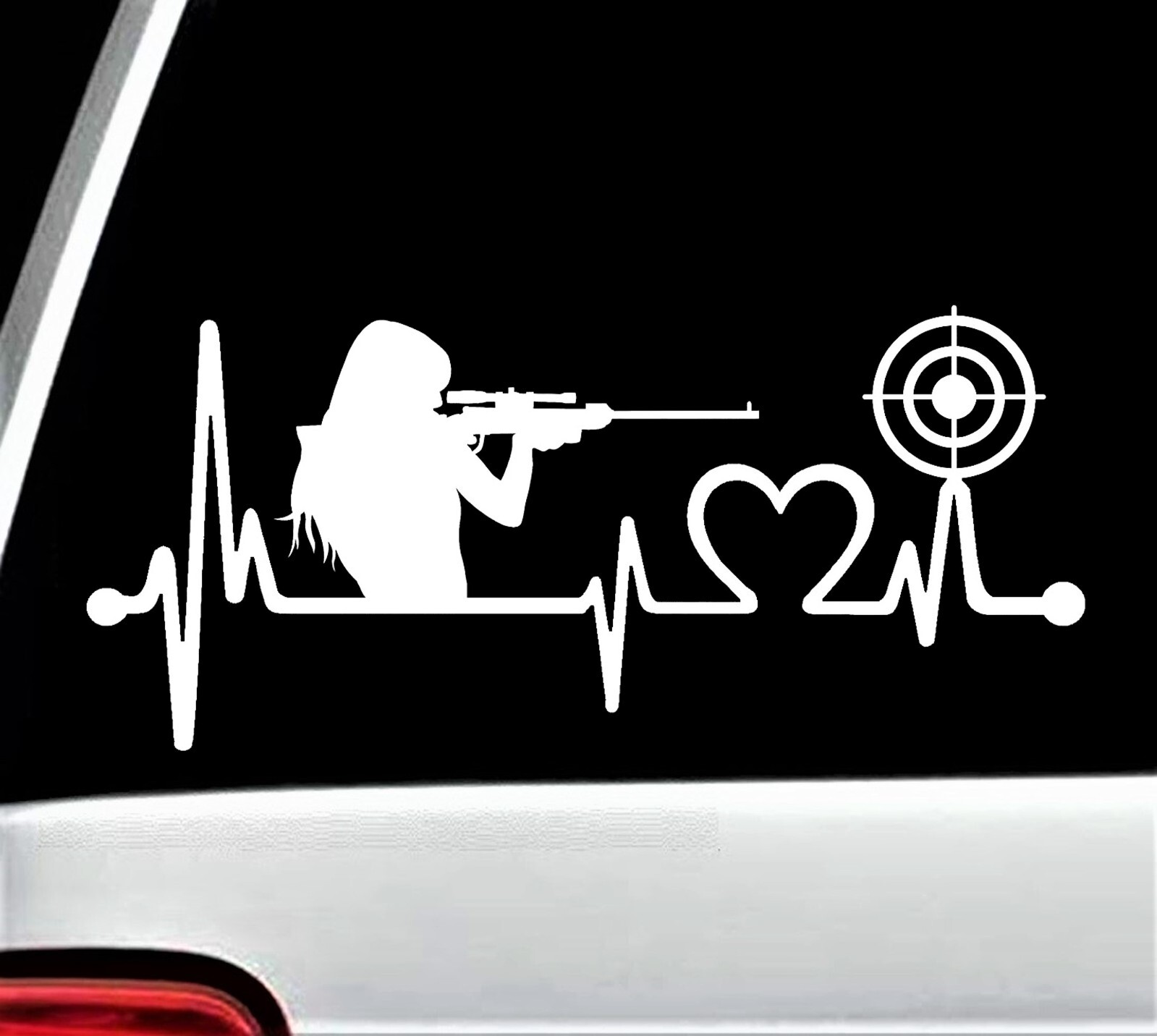 Gun Girl Heartbeat Target Shooting Decal Sticker Love Guns Rifle Pistol K1100