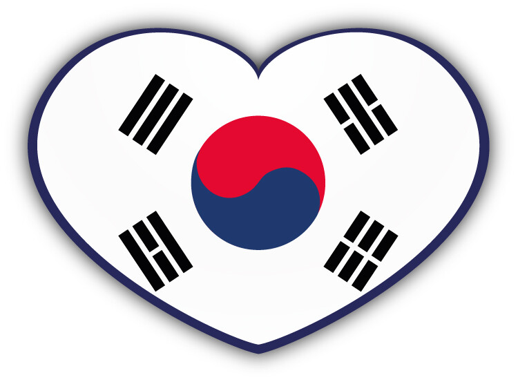 South Korea Glossy Heart Flag Car Bumper Sticker Decal