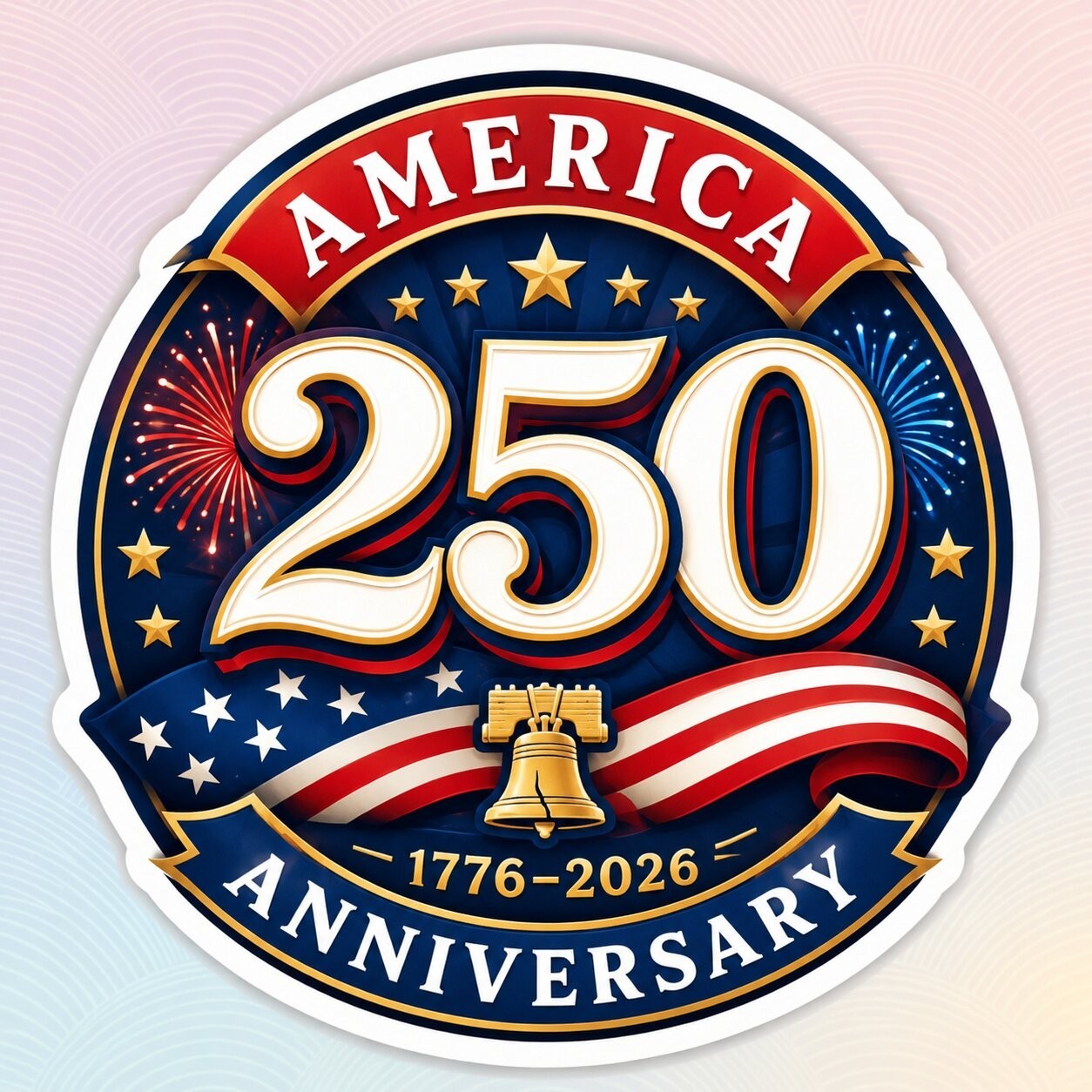 America 250th Anniversary Patriotic Flag Vinyl Sticker Decal 1776-2026 4 Inch