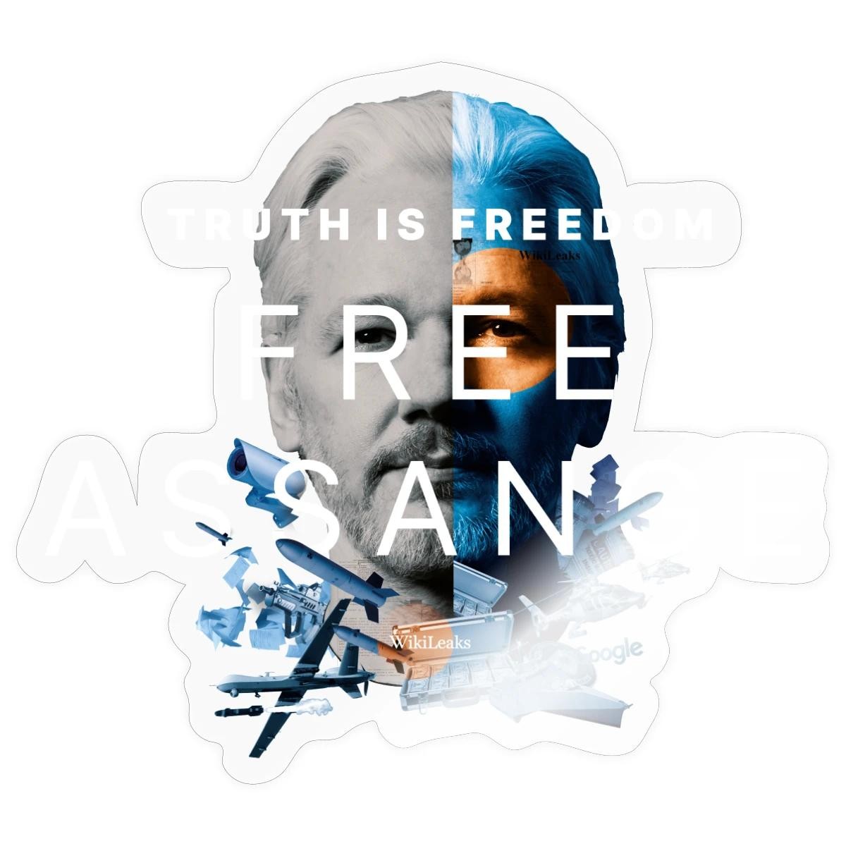 Truth Is Freedom Free Assange WikiLeaks Sticker, max. 4 x 4", 4 x 4",