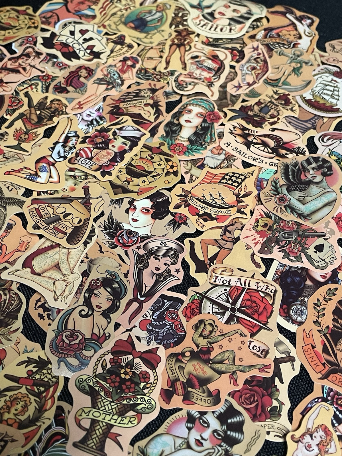 100 Stickers Retro Pinup Girl Sailor Sea Sexy Decals Tattoo Pirate Life