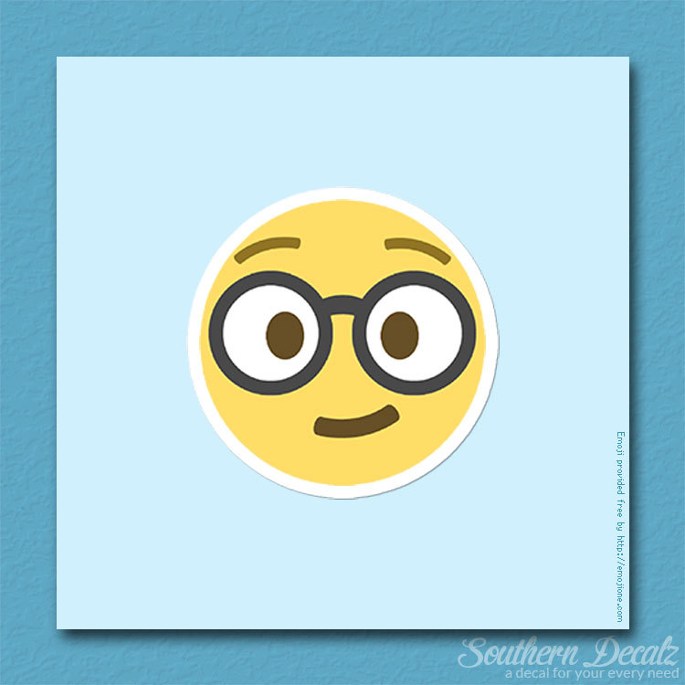 Nerd Glasses Smart Emoji – Vinyl Decal Sticker – c179 – 3.75" x 3.75"
