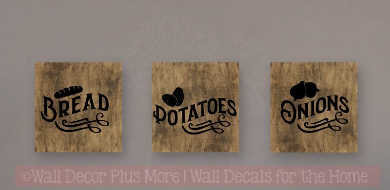 Bread Potatoes Onions Label Kitchen Storage Vinyl Stickers Wall Decals Farmhouse