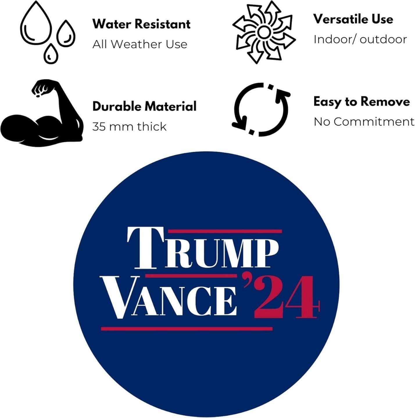 Mini Blue Vintage Trump Vance 2024 Campaign Car Magnet 3-1/2 Inch Pack of 5