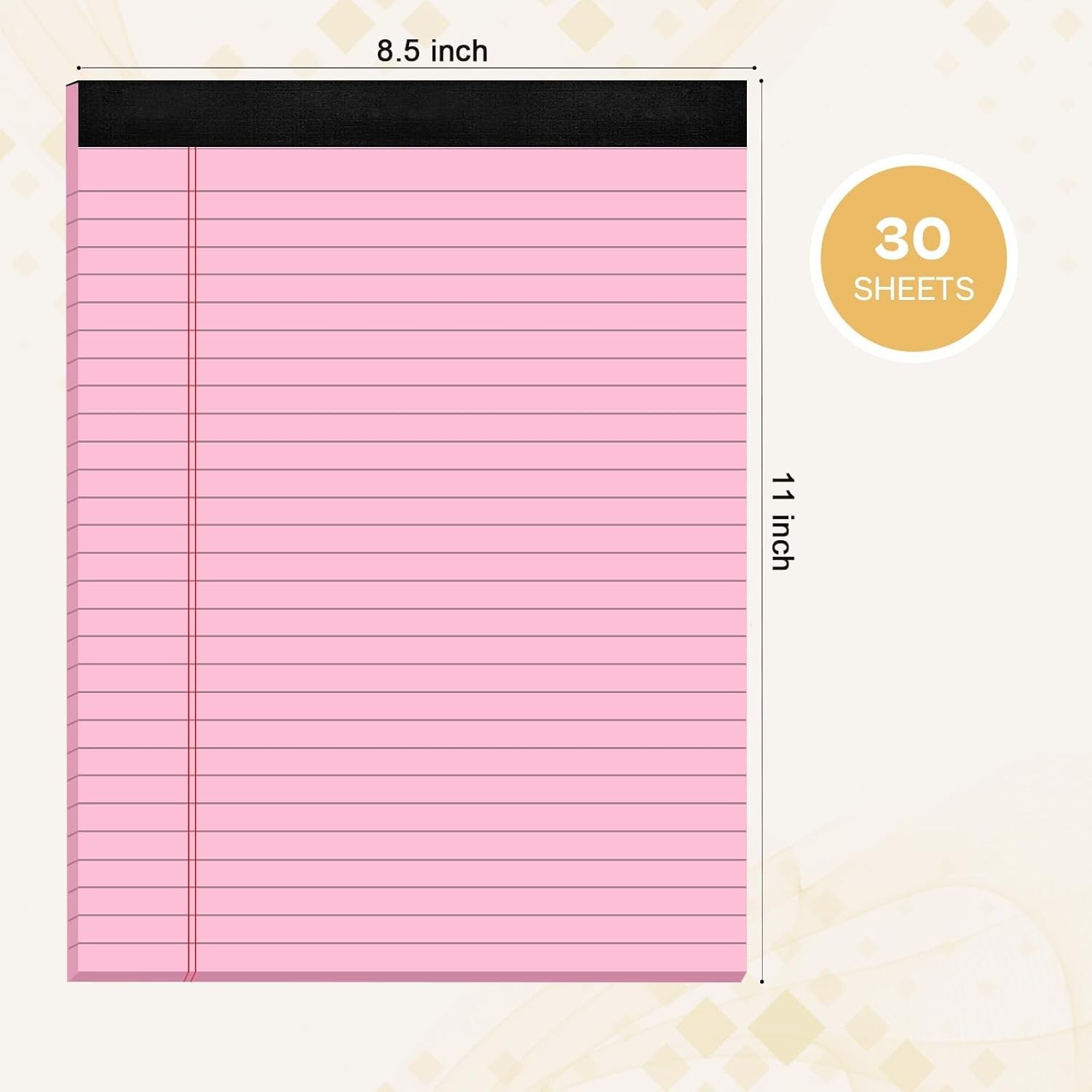 4 Pack Pink Legal Pads 8.5×11 Wide Ruled Notepads 30 Sheets Perforated Paper