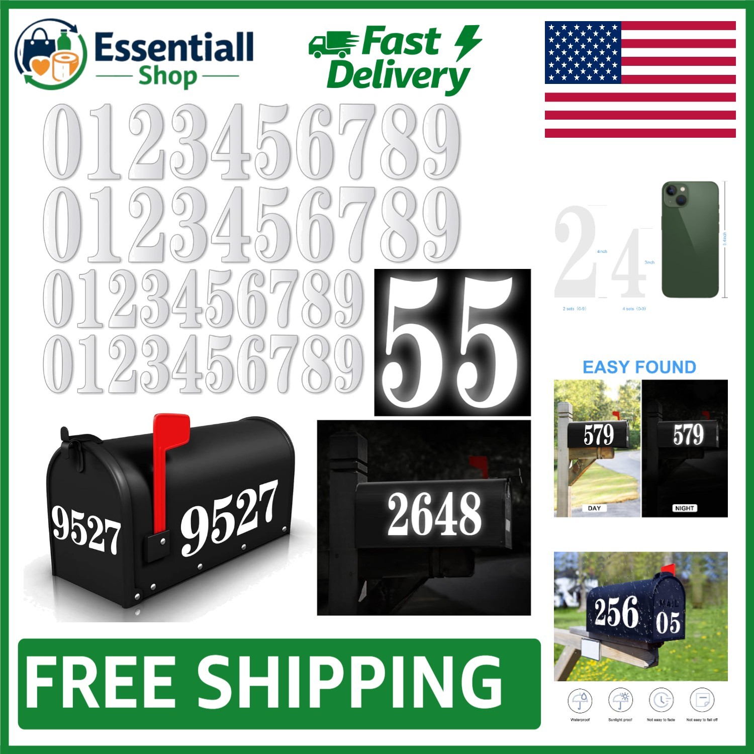 60 Pack Waterproof Vinyl Mailbox Numbers – Bright White for Easy Identification