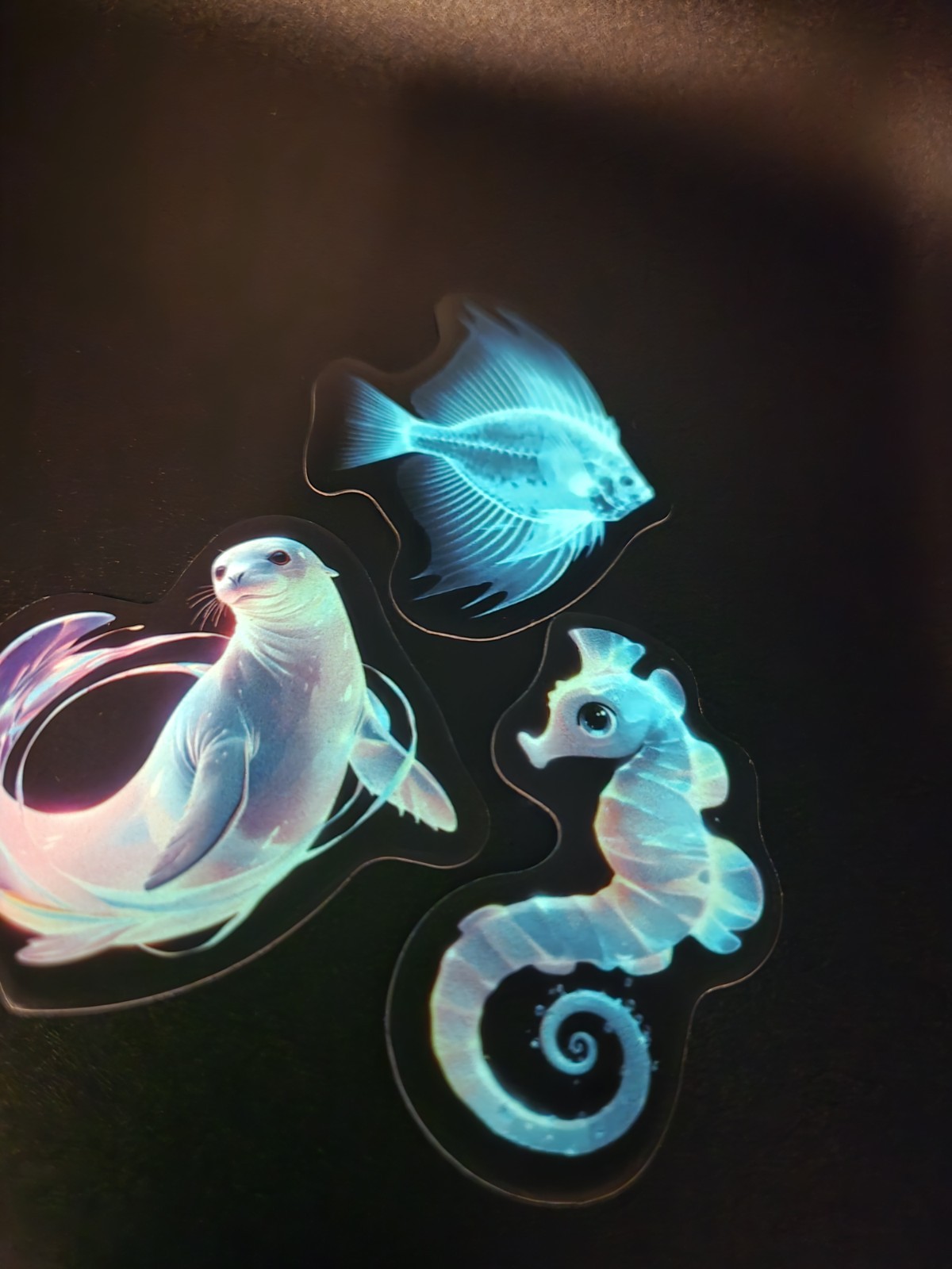 Ocean Themed Glow In The Dark Stickers! Vinyl Waterproof – Horsea & Seal, Fish