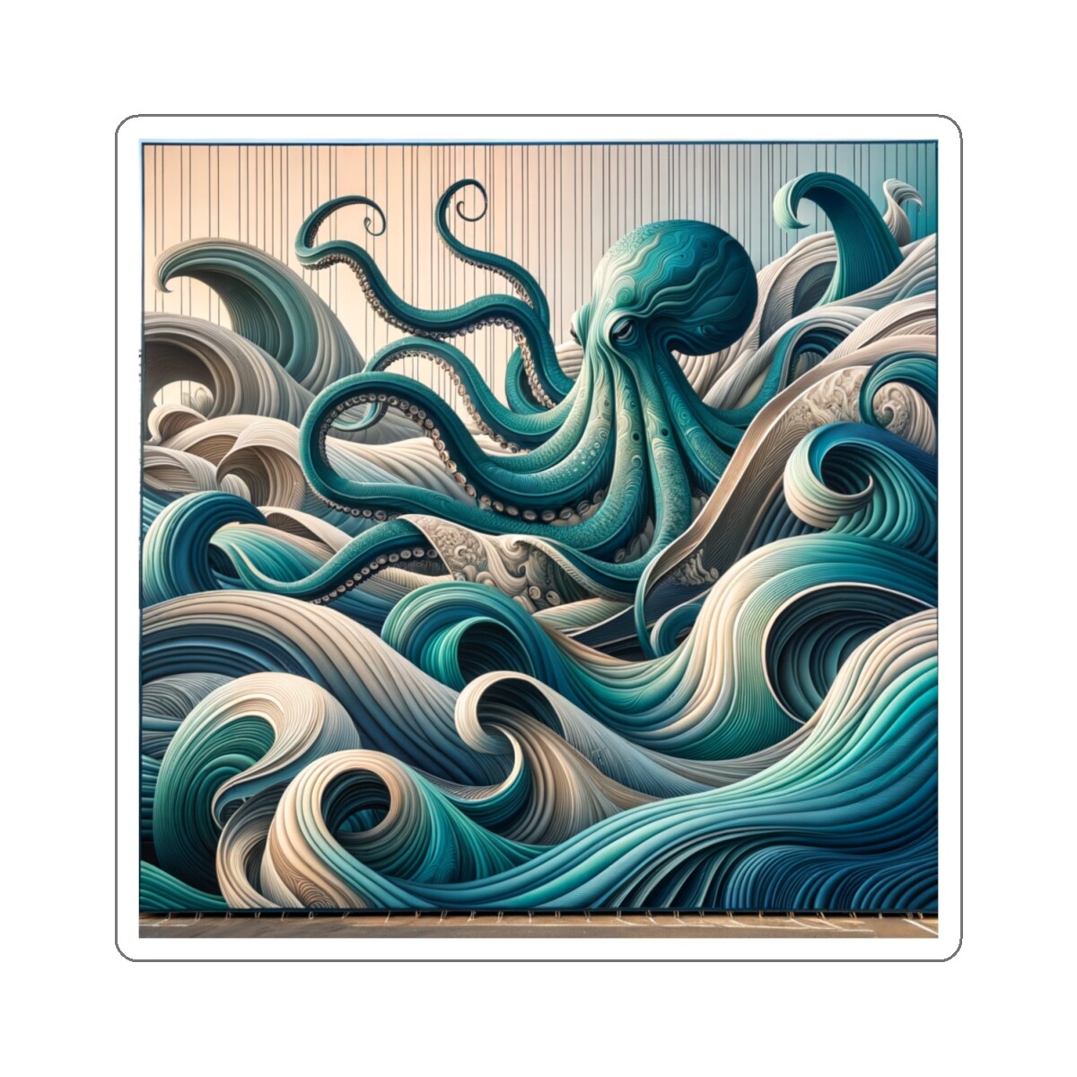 Sticker Abstract Octopus Ocean Art 2×2" 3×3" 4×4" 6×6" Beautiful Beach Animal