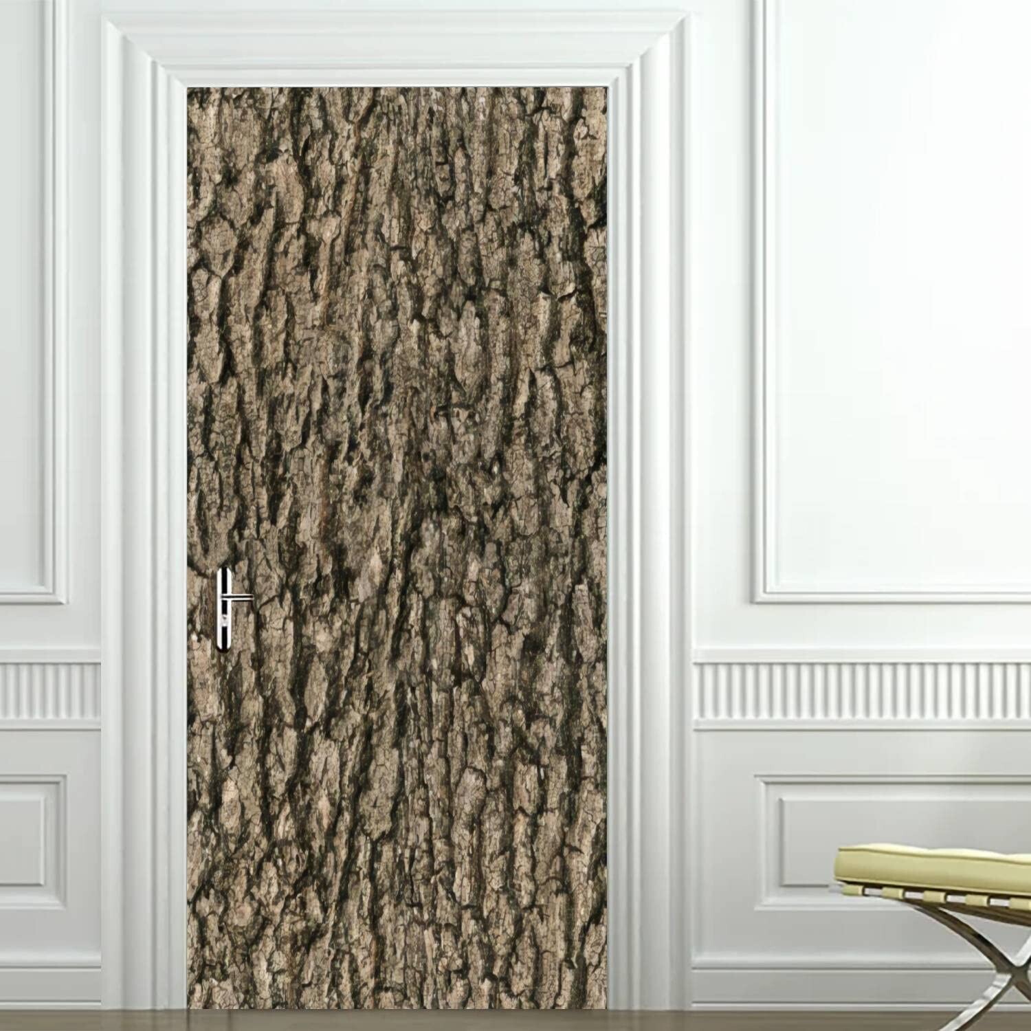 3D Door Decal Seamless bark Tree Texture Door Sticker Poster Self-Adhesive Re…