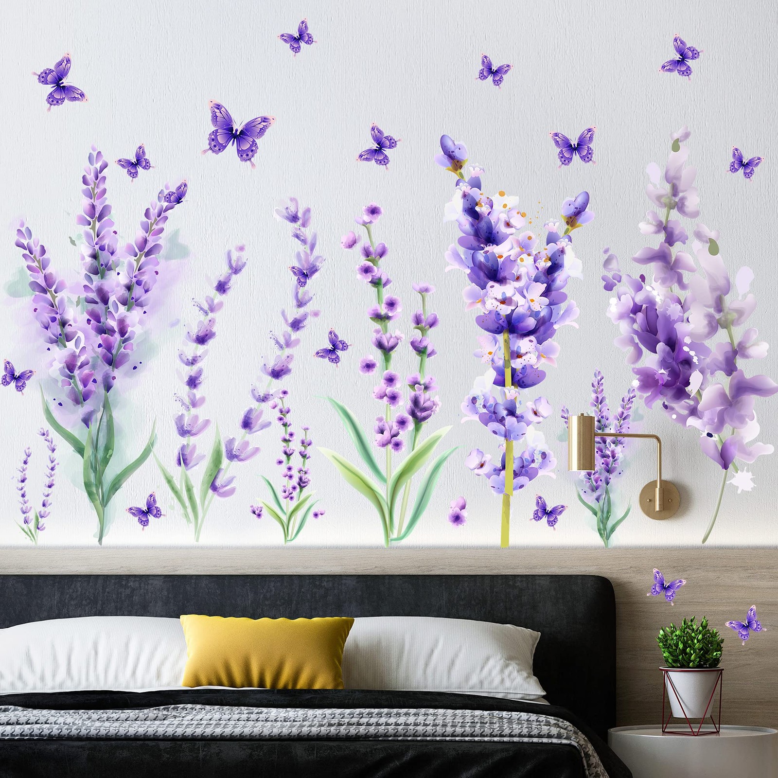 Removable Purple Lavender Wall Decals Purple Flowers Butterfly Wall Stickers …