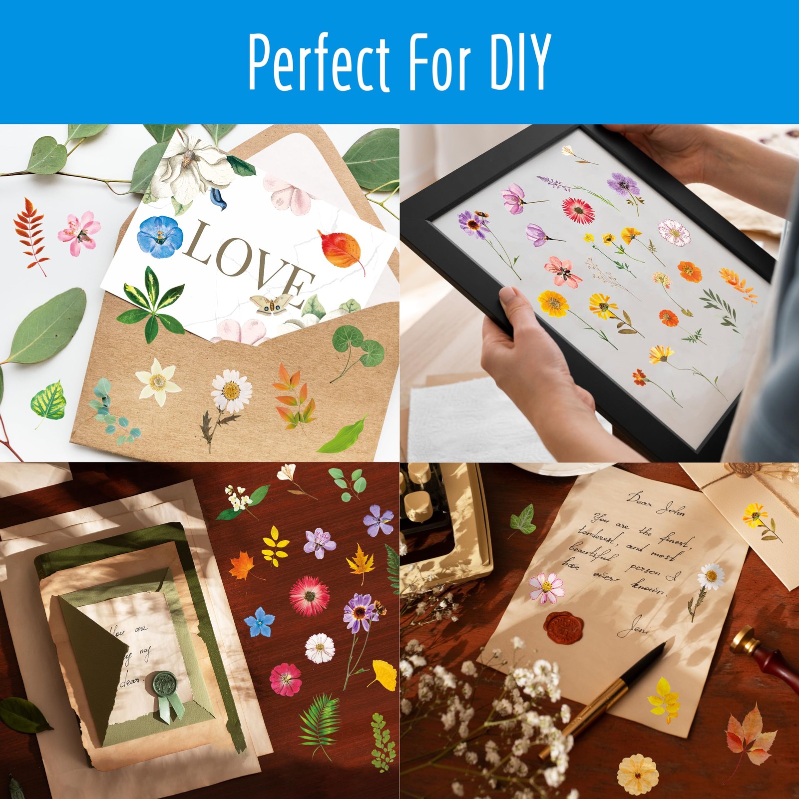 370+ PCS PVC Flower Stickers, Self-Adhesive PVC Greenery Stickers Nature Plant D