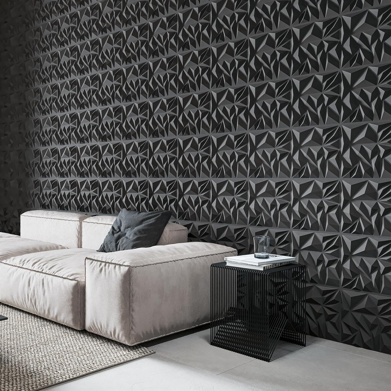 33-Pack 3D Wall Panels for Interior Wall Decor, Modern Diamond Textured Accen…