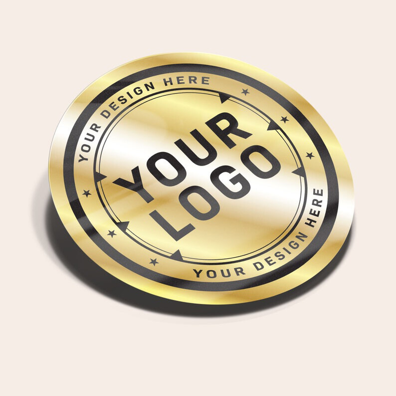 50/100/200/500 Custom Die Cut Gold Metallic Vinyl Stickers Personalized Decal