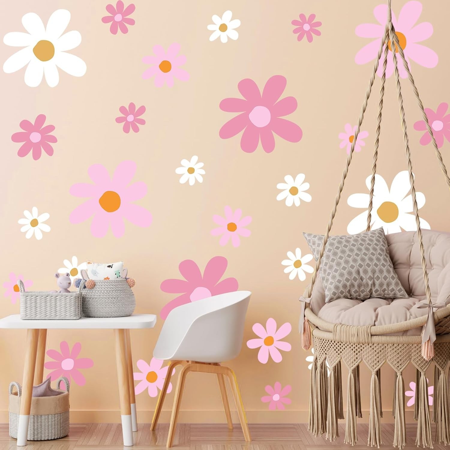 12 Sheet Daisy Wall Sticker Decal Removable Cute Daisy Bedroom Room Decor Flo…