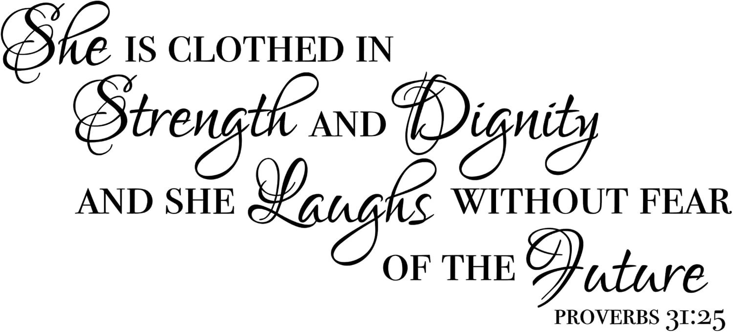 Christian Scripture Wall Decal Proverbs 31 25 Quote Religious Home Decor