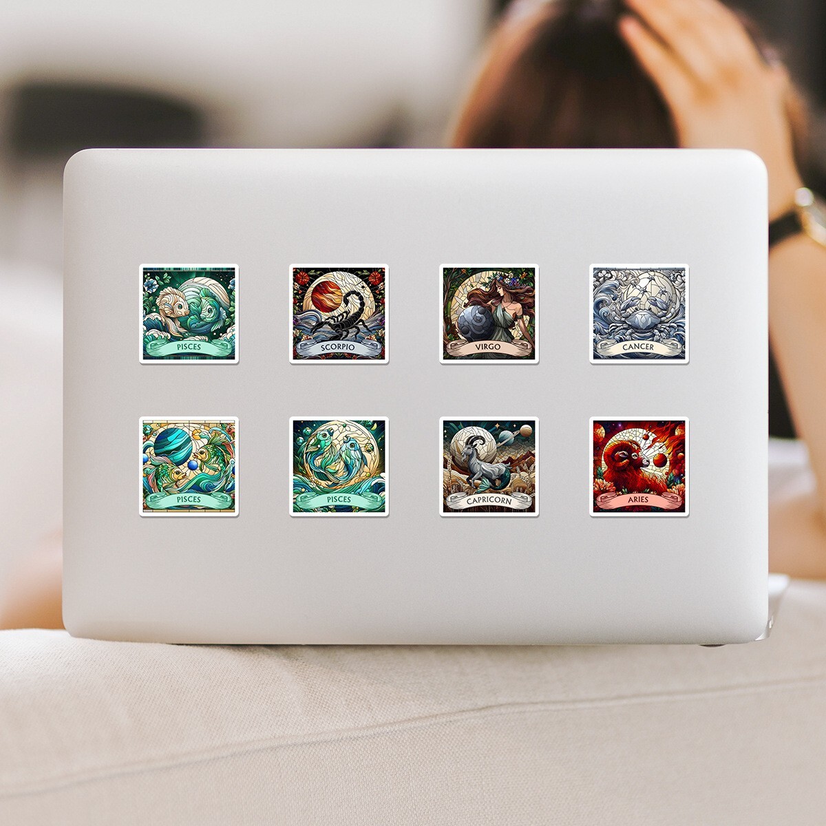 50pcs Waterproof Vinyl Stickers The 12 Zodiac Signs Luggage Phone Laptop Fridge