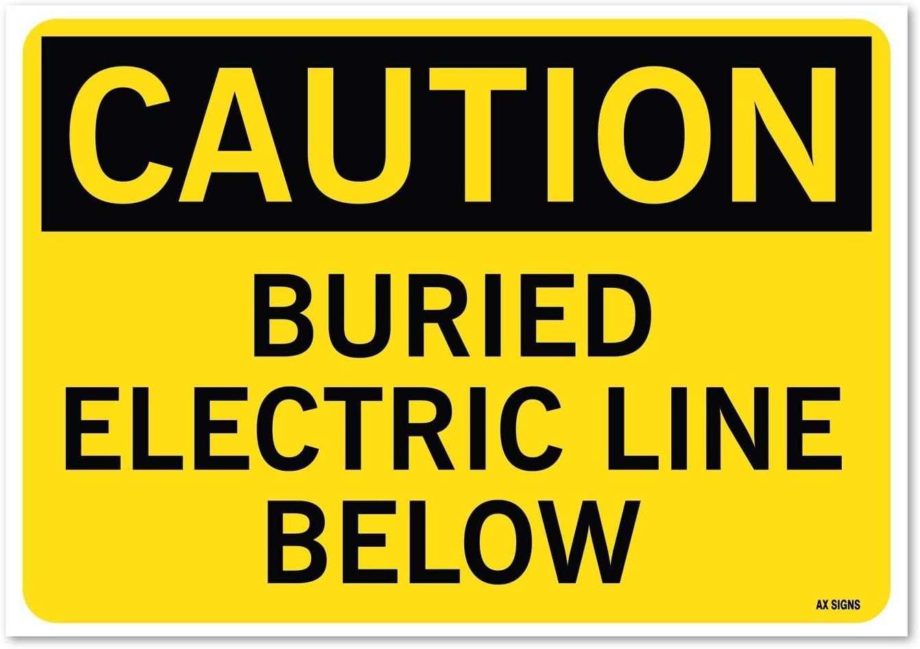 (2 Pack) Caution: Buried Electric Line Below Sticker 7 x 10 Inches