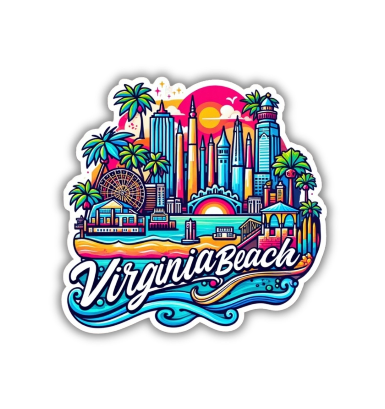 Virginia Beach Fridge Magnet or Laptop Sticker