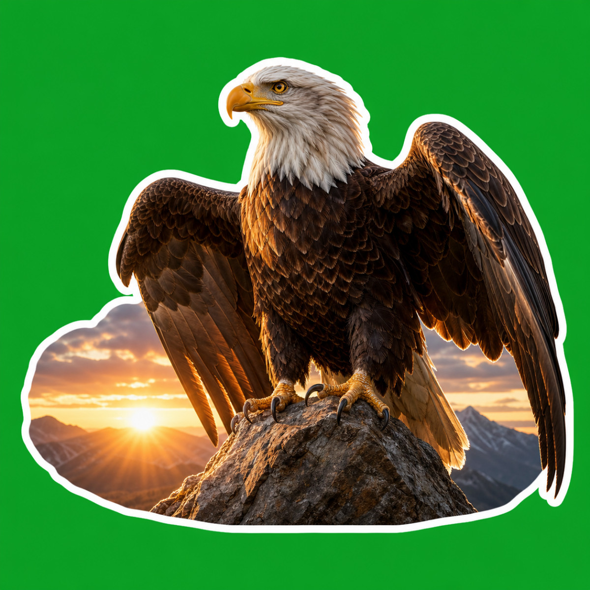 3 inch American Bald Eagle Sunrise Sticker Patriotic USA Freedom Vinyl Decal
