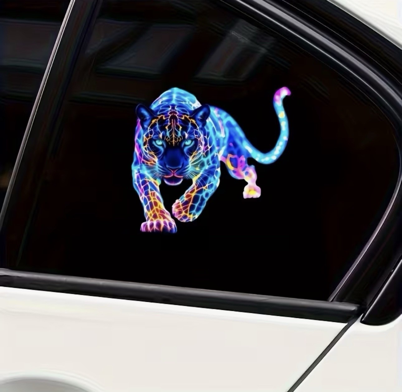 BRIGHT LED NEON PANTHER LEOPARD CAT FELINE 7” INCH LARGE VINYL DECAL STICKER 1PC