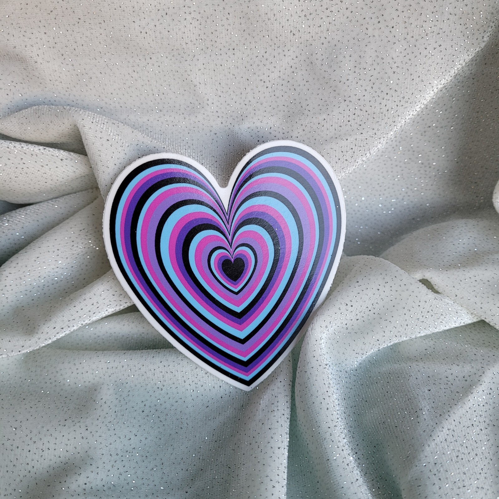 STKR078 Black Blue Purple Pink LAYERED Heart Shaped Sticker | Hearts Cute Love