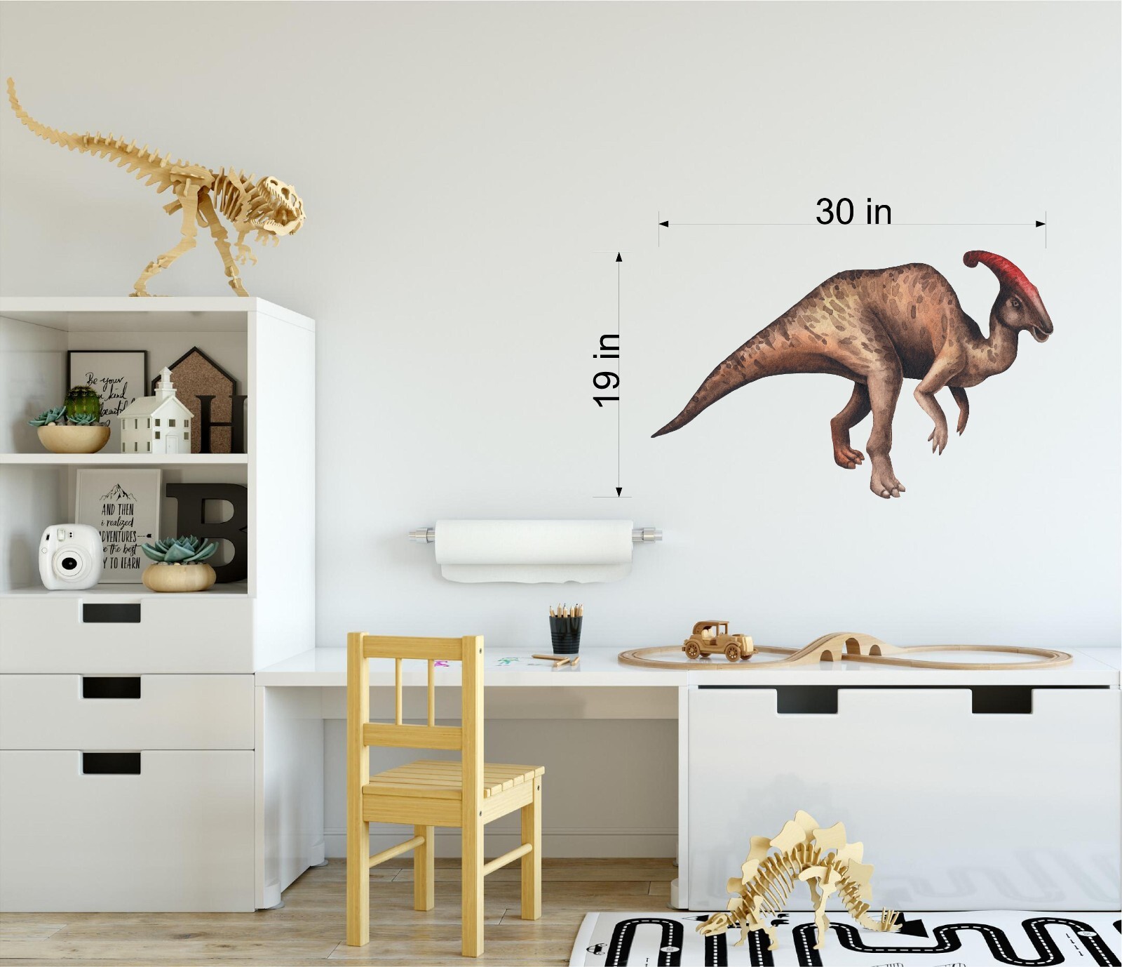 Watercolor Parasauroloph Dinosaur Wall Decal Removable Fabric Vinyl Wall Sticker