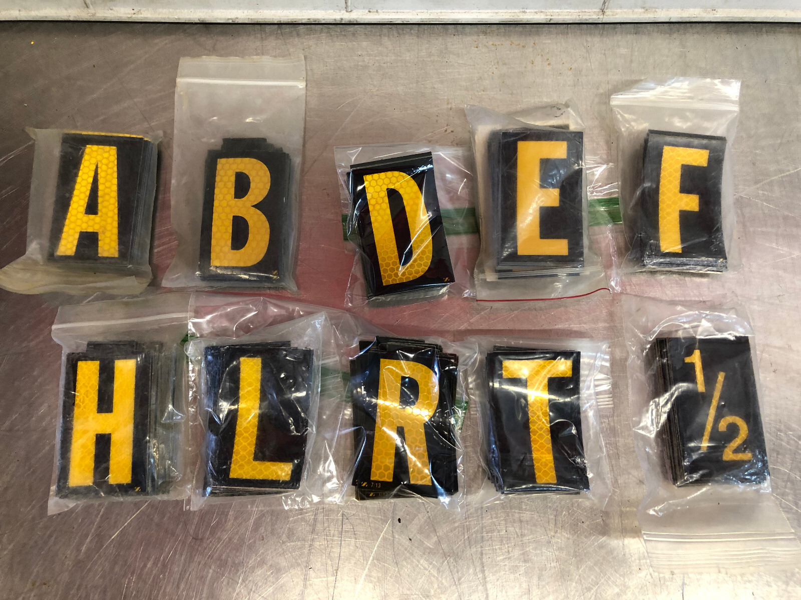 ELECTROMARK or 3M Reflective 2.5" Yellow on Black Letters or Numbers – 25 Count