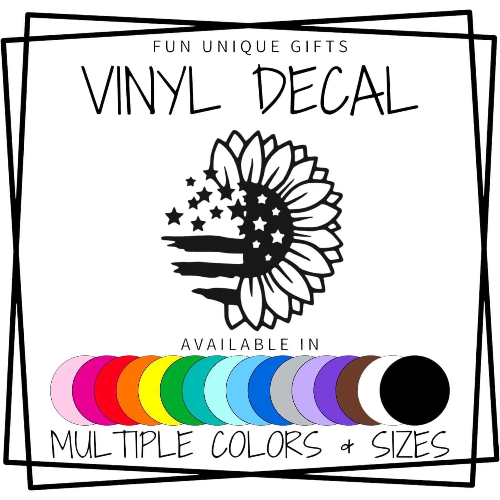 Sunflower Flag Vinyl Decal Sticker -Multiple Colors & Sizes- FREE SHIPPING