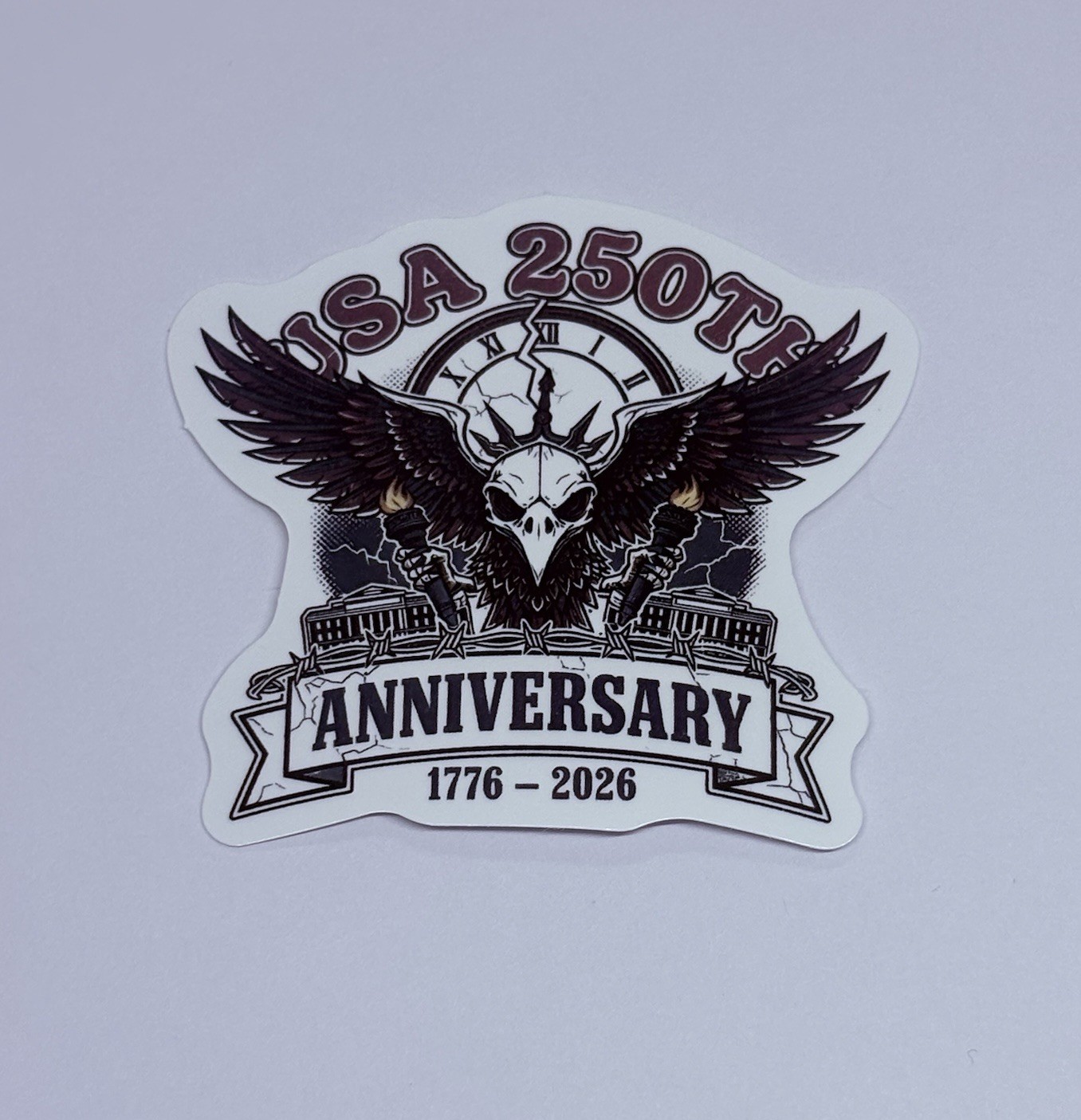 USA 250th Anniversary Sticker Bald Eagle Skull Art Decal Vinyl Journal Tc9